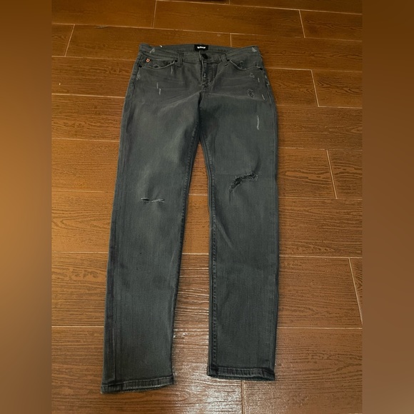 Hudson black Jeans Ankle Krista Super Skinny spandex size 28 size 6 distressed - Picture 3 of 16